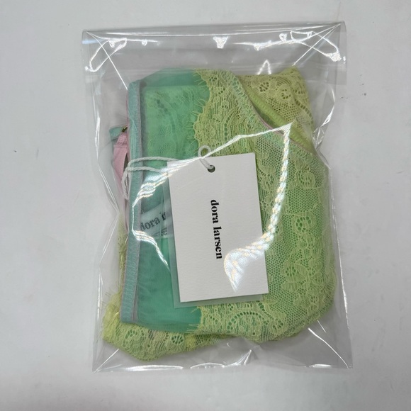 NWT DORA LARSEN Emilie Lace Bralette Low Rise Panty Knicker Set Bright Yellow - Picture 16 of 16